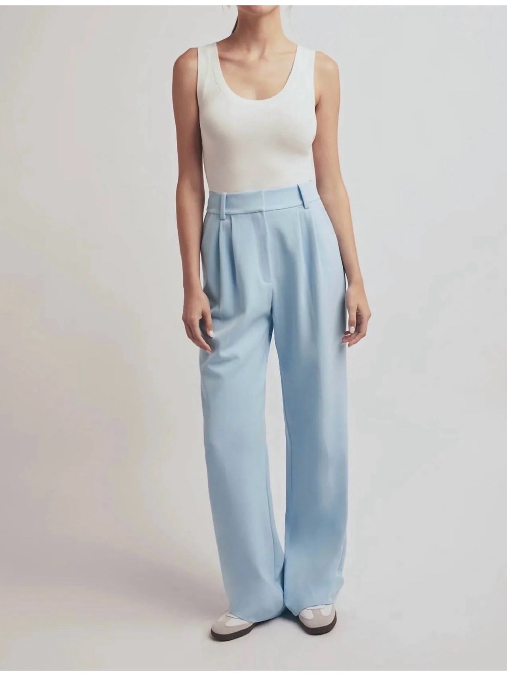 Favorite Daughter The Favorite Pant Light Blue Wide-Leg Pleated Trousers
